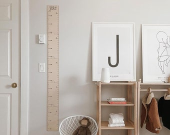 Personalize growth chart, japandi wall decor , Baby shower gift, First birthday gift, Growth height ruler kid