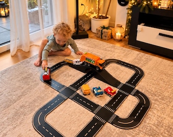 Christmas Gift for Boys, Toy Car Road Track, Kids Car Play Mat,Playroom Toys, Road Set for Toy Cars