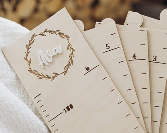 Personalized Wooden Growth Chart Ruler – Nursery Wall Decor
