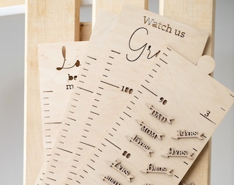 Wooden Growth Chart with Height Marker Arrows – Nursery Wall Decor