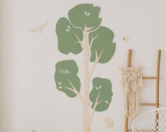 Grafico di crescita degli alberi per bambini, grafico di altezza in legno per asili nido per bambini, decorazione da parete per sala giochi, regalo personalizzato per bambini