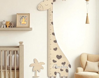 Personalized Giraffe Growth Chart, Safari Nursery Decor