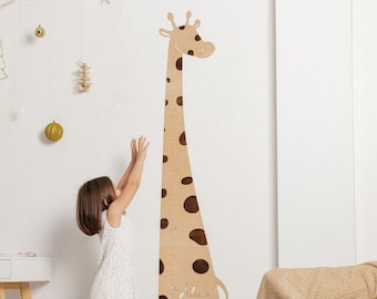 Safari nursery decor - Giraffe growth chart - Kids height chart - Personalized baby gift  - First birthday gift