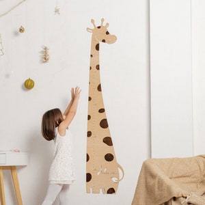 Safari nursery decor - Giraffe growth chart - Kids height chart - Personalized baby gift  - First birthday gift
