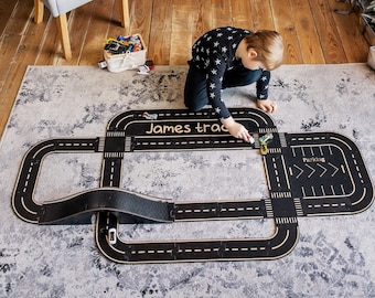 Wooden Road Track-Baby boy gift-Birthday personalized gift-Wooden Montessori toys