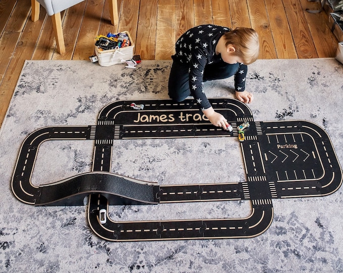 Wooden Road Track-Baby boy gift-Birthday personalized gift-Wooden Montessori toys