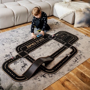 Wooden car track Road Track Toddler Gift for Kids baby boy gift image 2