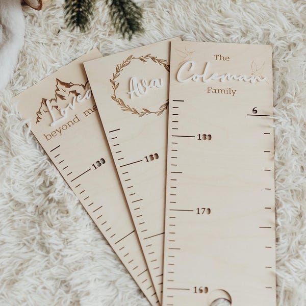Personalized Growth chart  baby shower gift  family growth chart   wooden growth chart  wall nursery decor   height chart for kids