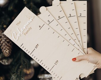 Personalized Wooden Growth Chart – Baby's First Christmas Keepsake