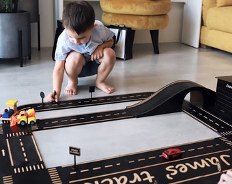 Wooden car track - Road Track - Toddler Gift for Kids - baby boy gift