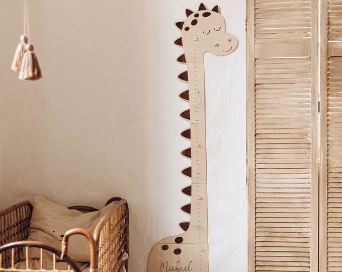 Personalized Dinosaur Growth Chart | Handmade Wood Nursery Decor