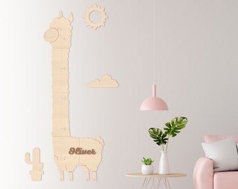 Lama nursery wall decor - growth chart for kids  -  Personalized baby gift
