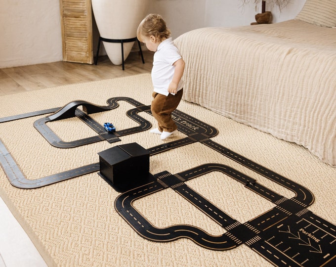 Personalized Wooden Road Track XL | Bridge, Baby Boy Gift