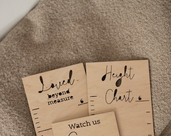 Personalized Wooden Growth Chart with Height Marker Arrows