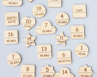 Wooden Age Height Markers | Growth Chart Supplement, Nursery Decor