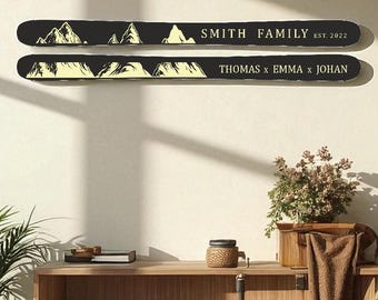 enseigne rustique pour chalet de ski – décoration murale en bois personnalisée | Chalet cadeau de Noël et souvenir de famille des Fêtes