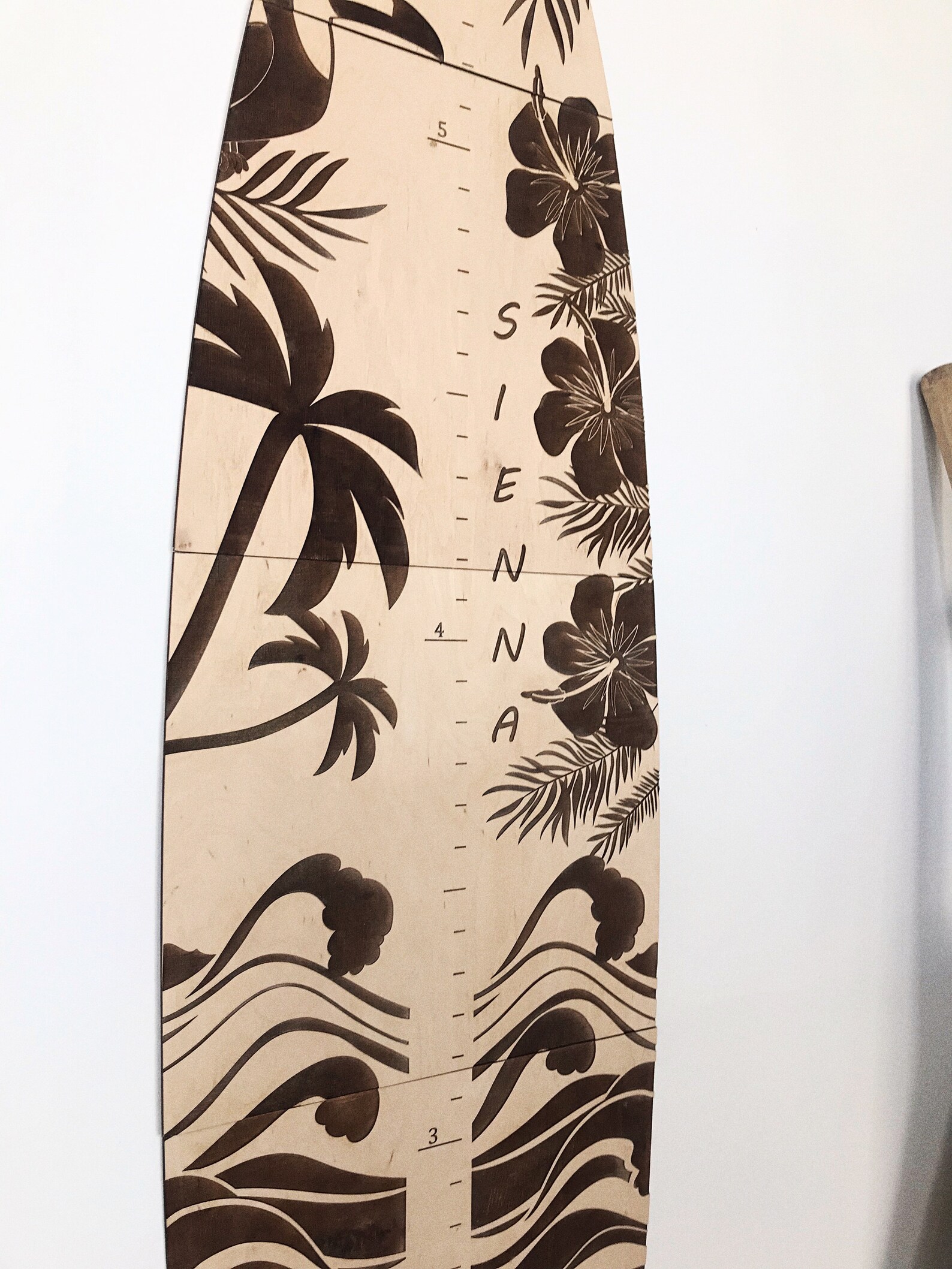 Surf Boared Ruler Growth Chart / Surfboard Growth Height Chart Ruler / Ocean Themed ...