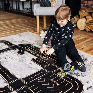 Road track for kids Personalised baby gift Montessori toys 1 year old 2 year old Wooden Car track image 3