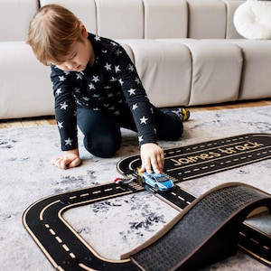 Road track for kids Personalised baby gift Montessori toys 1 year old 2 year old Wooden Car track image 7