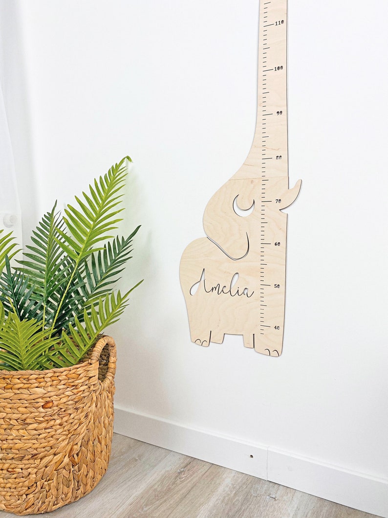 elephant personalized height ruler-Growth Chart-elephant nursery wall decor custom baby shower gift new parents gift image 1