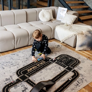 Road track for kids Personalised baby gift Montessori toys 1 year old 2 year old Wooden Car track image 5