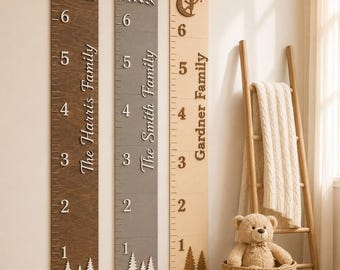 Personalized Wooden Growth Chart, Family Keepsake, Nursery Wall Decor, Baby Shower Gift, Custom Height Chart