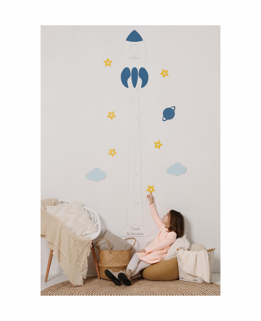 Personalized Rocket Growth Chart , Space Nursery Decor , Wooden Growth ...