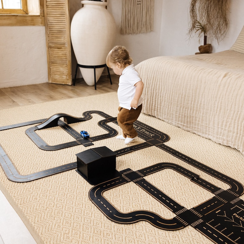 Wooden car track Road Track Toddler Gift for Kids baby boy gift image 7