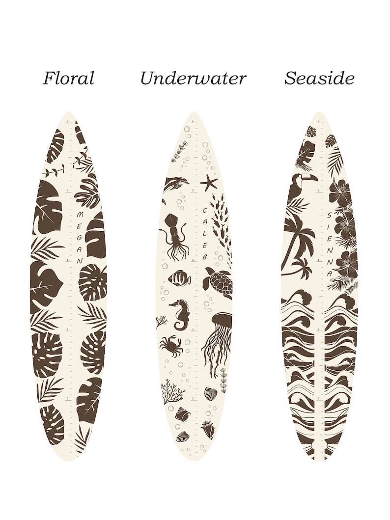 Growth Chart / Surfboard Growth Height Chart Ruler / Ocean Etsy