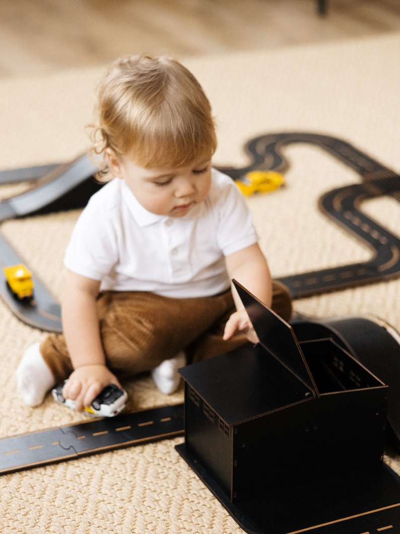 Wooden car track Road Track Toddler Gift for Kids baby boy gift image 6