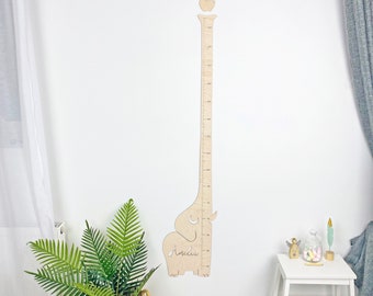Grafico di crescita Elefante / Grafico di altezza in legno / Decorazione per cameretta a forma di elefante / Regalo personalizzato per baby shower