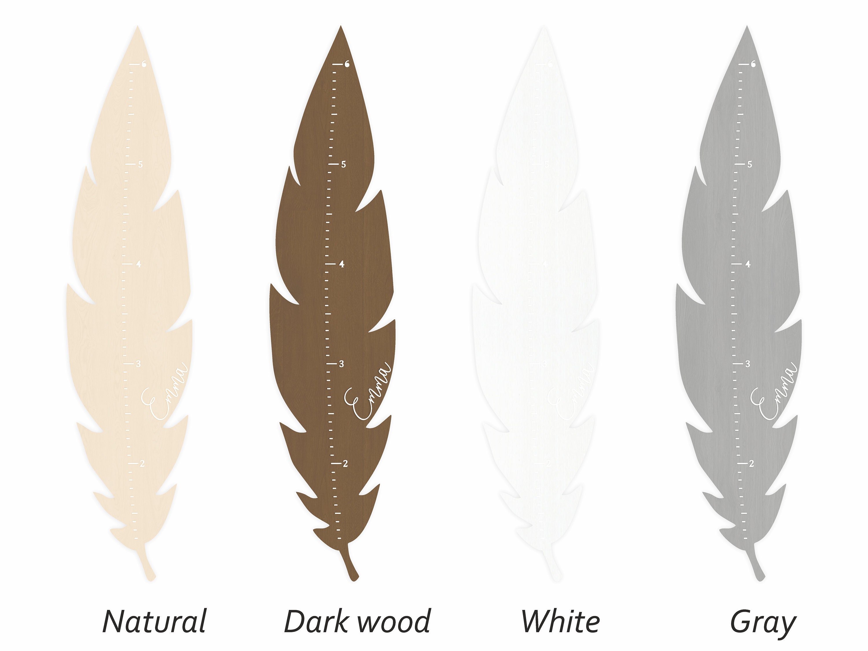 Feather Vision Chart Feather Growth Chart | Personalized Baby Gift | Wall Nursery Decor for ...