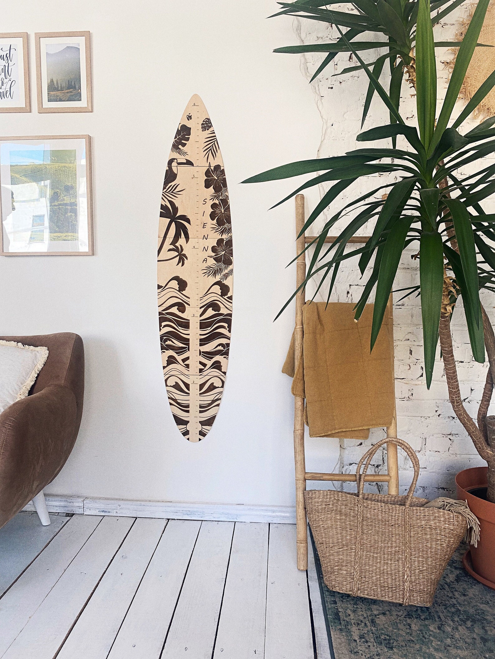 Surf Boared Ruler Growth Chart / Surfboard Growth Height Chart Ruler / Ocean Themed ...