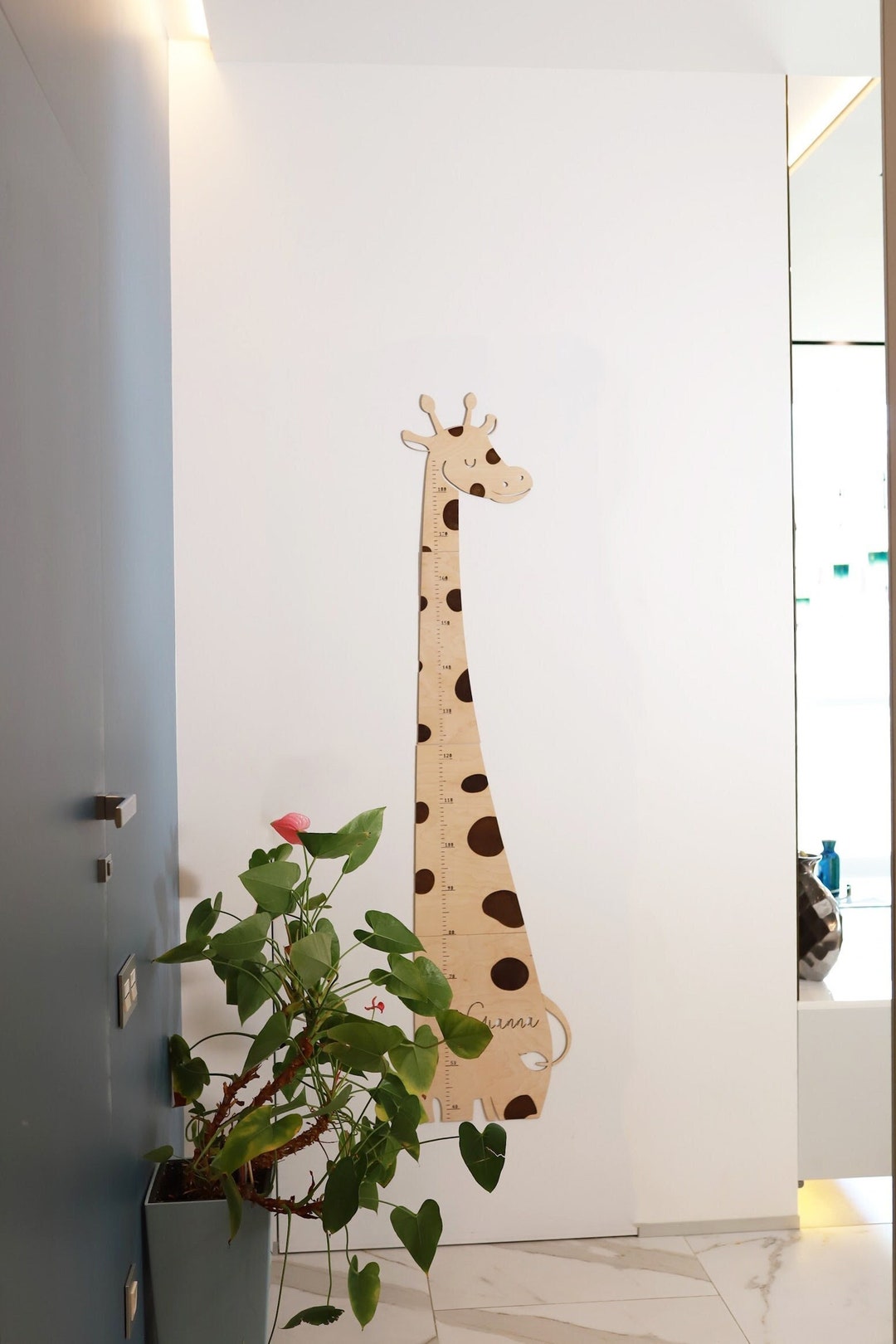 Wooden Giraffe Height Chart for Kid Safari Nursery Decor Baby Room Wall
