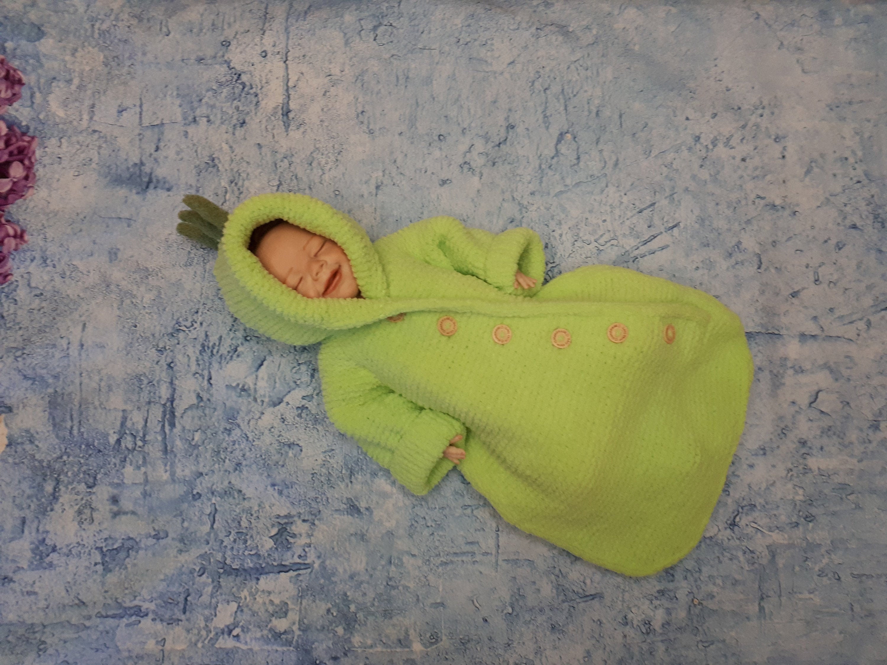 Knitted Sleeping Bag Newborn Baby Crochet Hooded Knitted Etsy