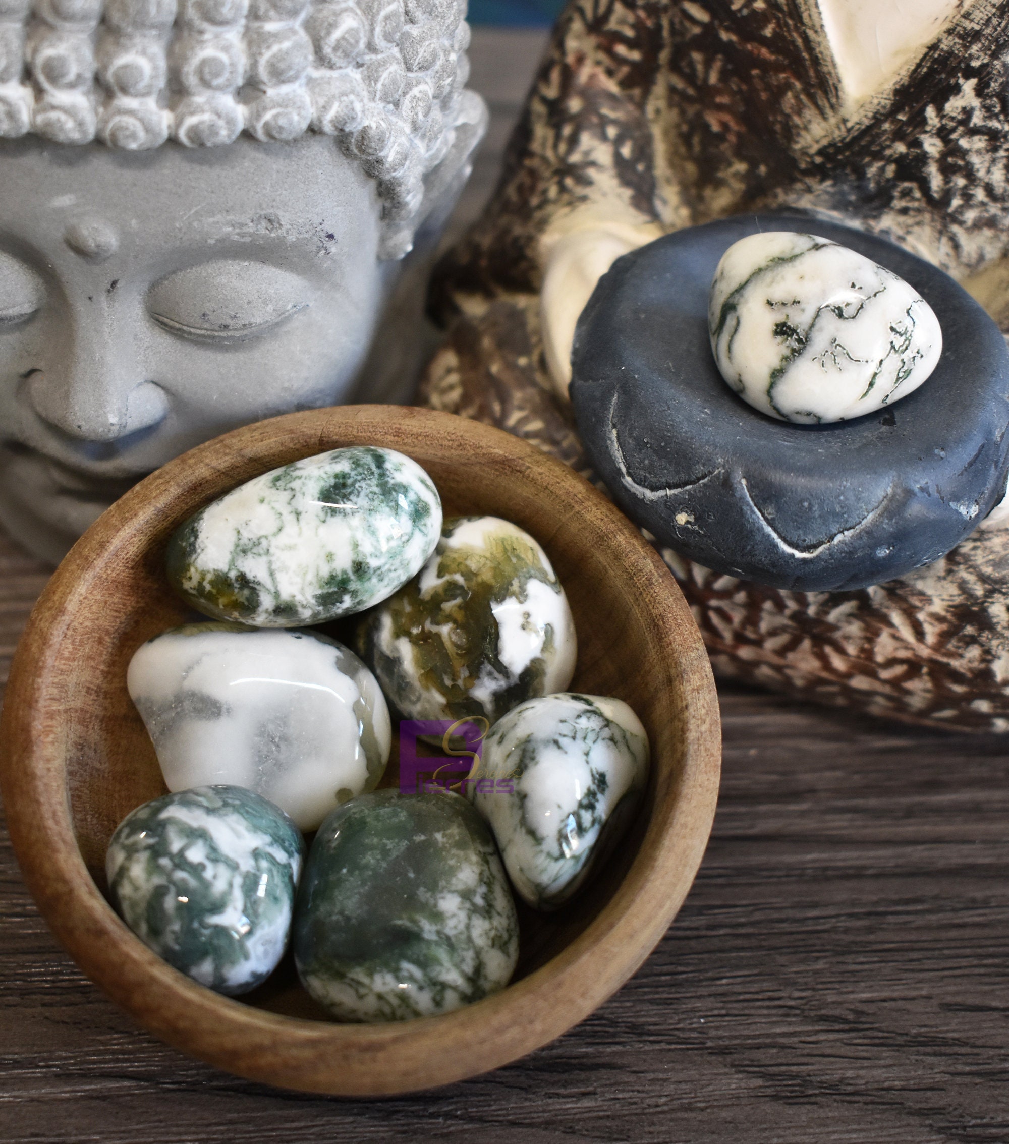 Agate Arbre - Lithothérapie Pierre Roulée 20 à 25 mm Qualité Ab Origine Inde