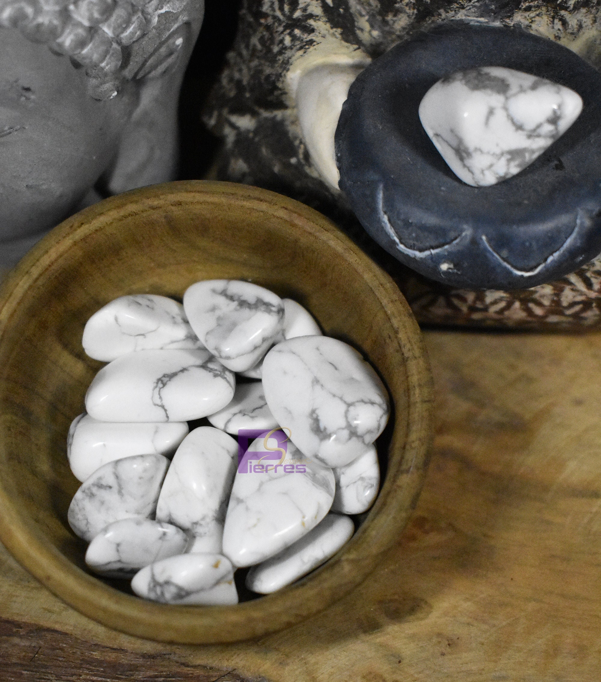 Howlite Blanche - Lithothérapie Pierre Roulée 15 à 25 mm Origine Zimbabwe