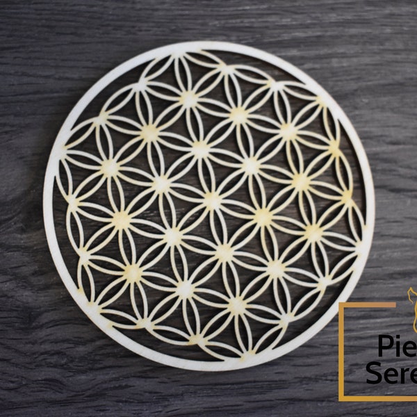 Artisanal wooden flower of life - Made in France - 10 cm in diameter - Reloading lithotherapy - Sereine Stones