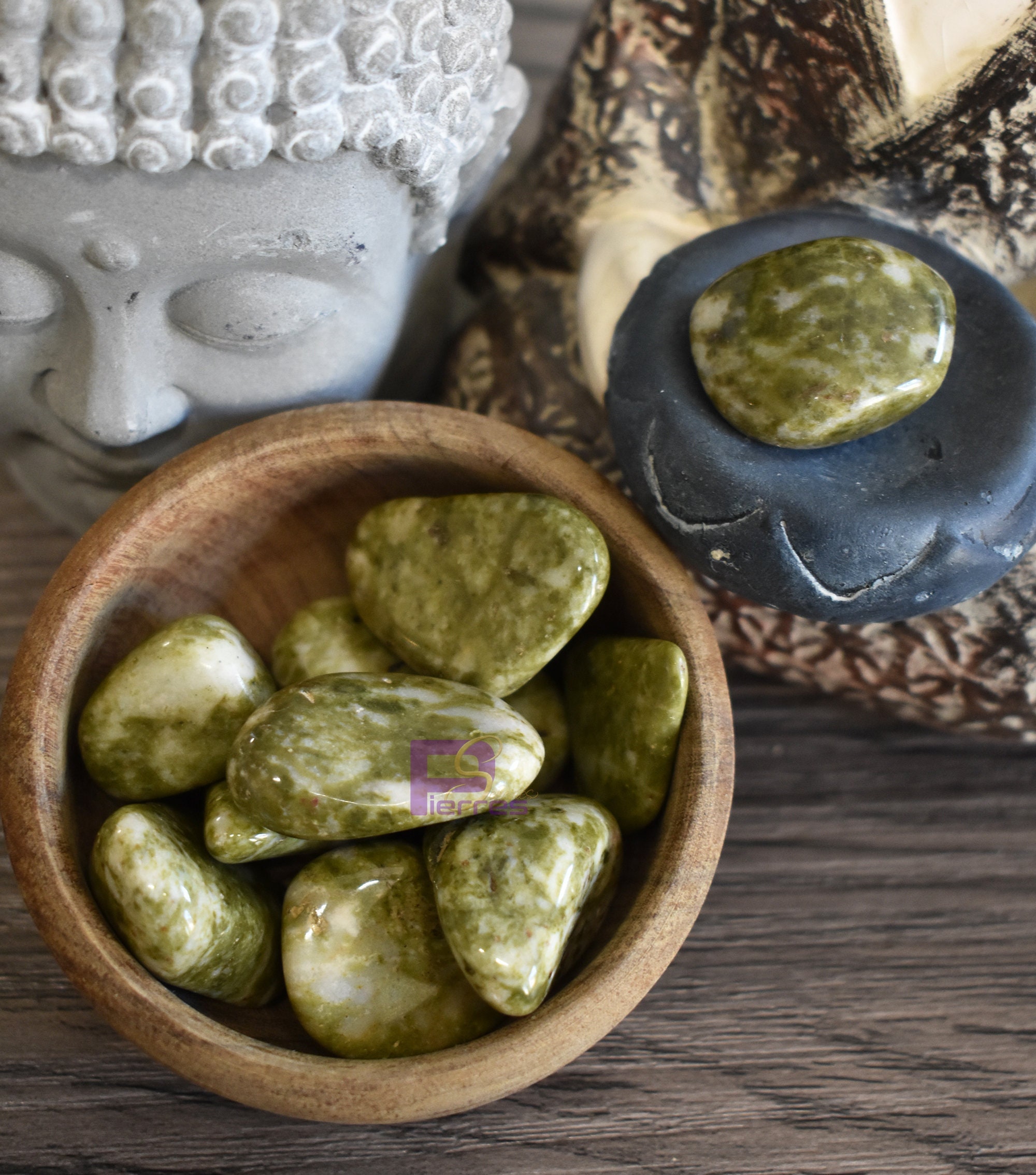 Épidote - Lithothérapie Pierre Roulée 20 à 25 mm Qualité Ab Origine Afrique Du Sud