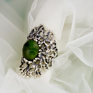 Jade Ring in Sterling Silver, Goth Ring, Jade Rings