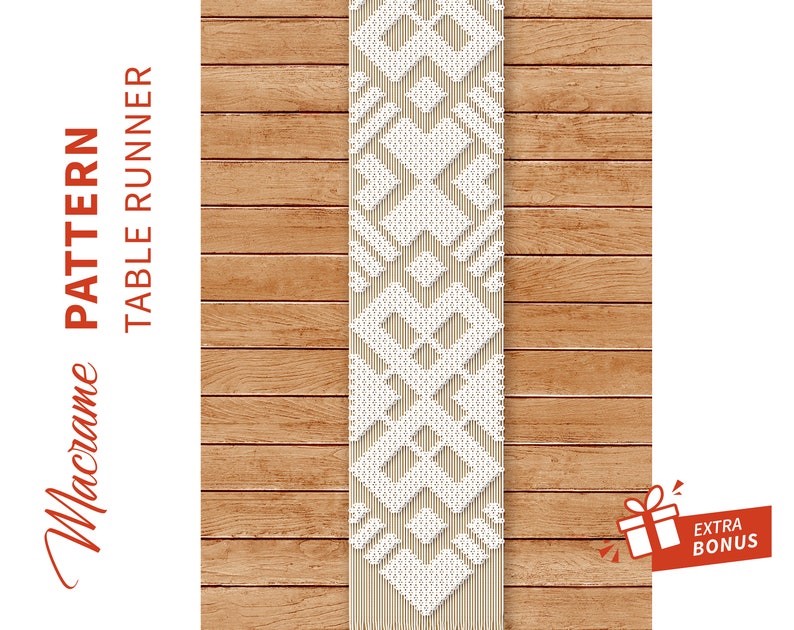 Macrame Table runner pattern "Baci"