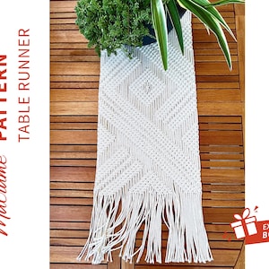 TABLE RUNNER pattern - macrame tutorial - &quot;Colorio&quot; - DIY Macrame Boho pdf Pattern, Instruction and Knot Guide - Digital download -