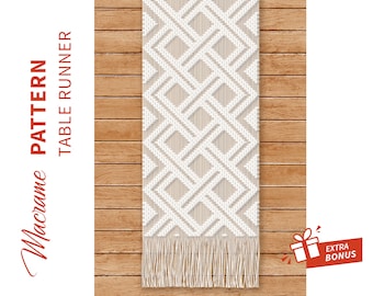TAFEL RUNNER patroon - macrame tutorial - "Briona" - DIY Macrame Boho pdf patroon, instructie en knoopgids - digitale download -