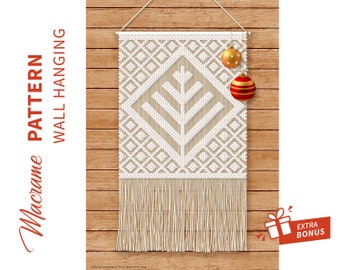 TABLE RUNNER macrame pattern "Christmas Tree 2"; Macramè tutorial; DIY Boho Macramè Pdf Pattern; ; Macrame Chrismas table decoration pattern