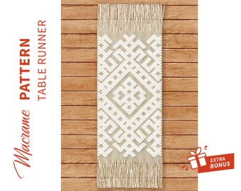 TABLE RUNNER pattern - tutoriel macramé - "Pino" - DIY Macrame Boho pdf Pattern, Instruction and Knot Guide - Digital download -
