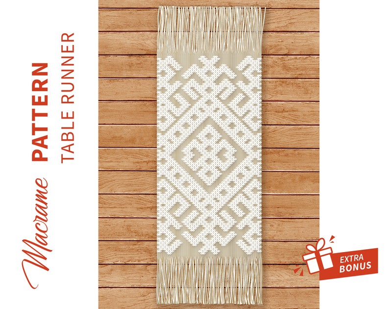 Macrame Table runner pattern "Pino"