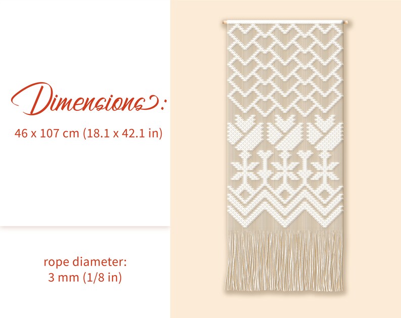 Macrame Wall Hanging pattern "Roses's hearts"