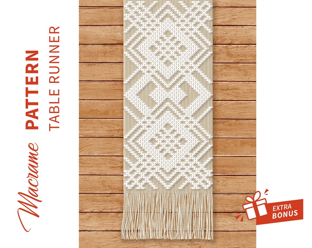 TABLE RUNNER Pattern Macrame Tutorial orbello DIY Macrame Boho Pdf Pattern, Instruction and Knot