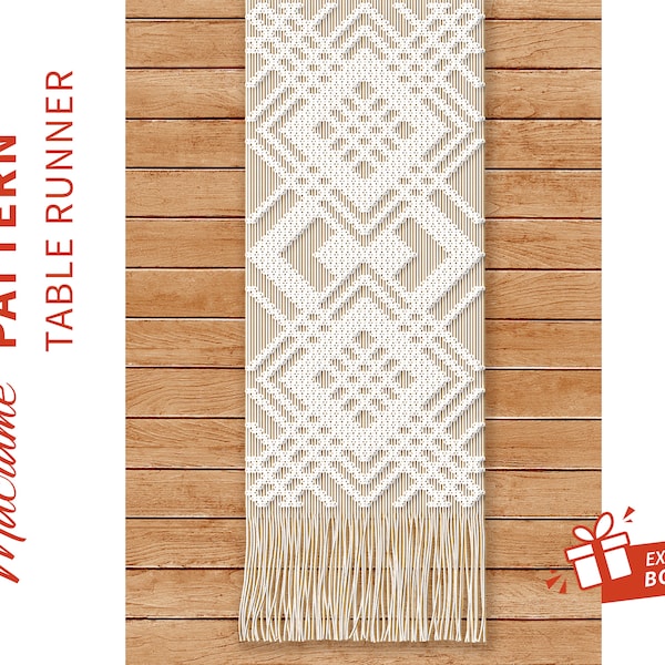 TABLE RUNNER pattern - macrame tutorial - "Orbello" - DIY Macrame Boho pdf Pattern, Instruction and Knot Guide - Digital download -