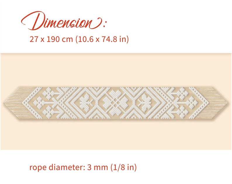 Macrame Table runner pattern "Primavera M"